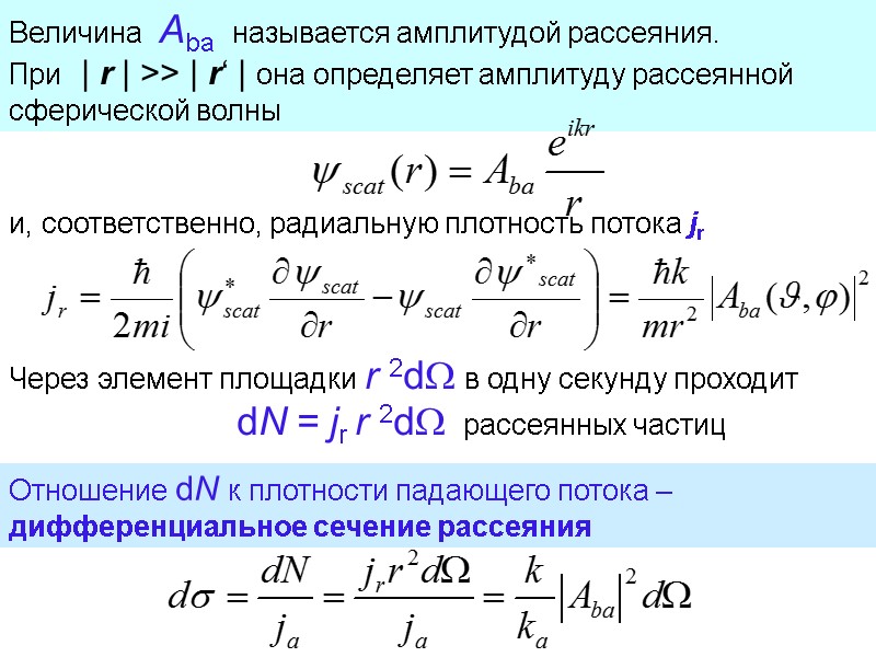 Величина  Aba  называется амплитудой рассеяния.       